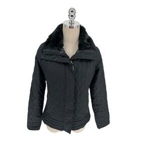 Marmot Winter Coat Women's Size Small Black Puffer Jacket Faux Fur Trim
